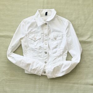 White Womens Jean Jacket Benetton Jeans Size S Great Condition